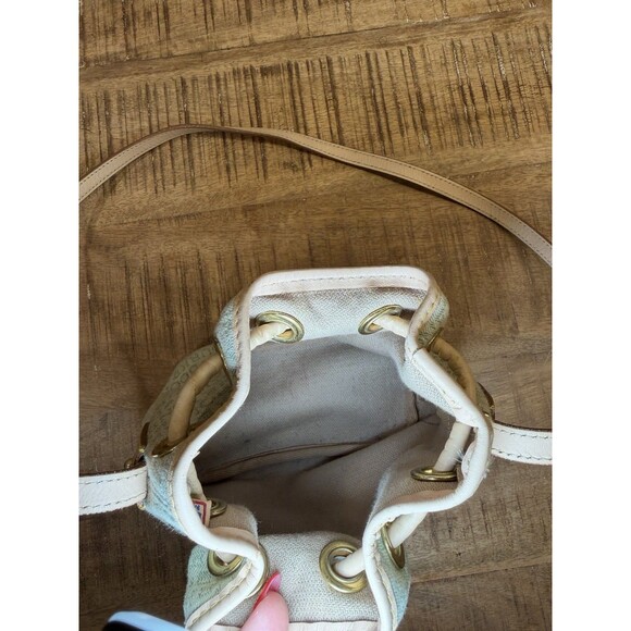 Dooney Bourke Vintage Monogram Leather Canvas Drawstring Bucket Bag Made In USA - Picture 6 of 15
